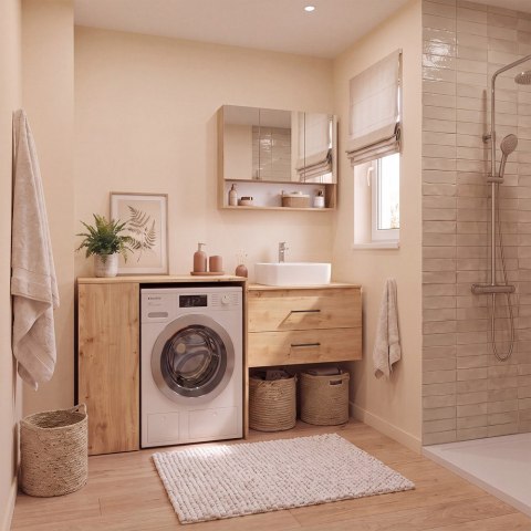 Szafka Łazienkowa Wisząca POLA 3DL/P DĄB ARTISAN 80 Cm 3 Lustra z Półką