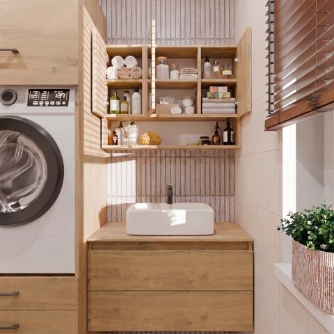 Szafka Łazienkowa Wisząca POLA 3DL/P DĄB ARTISAN 80 Cm 3 Lustra z Półką
