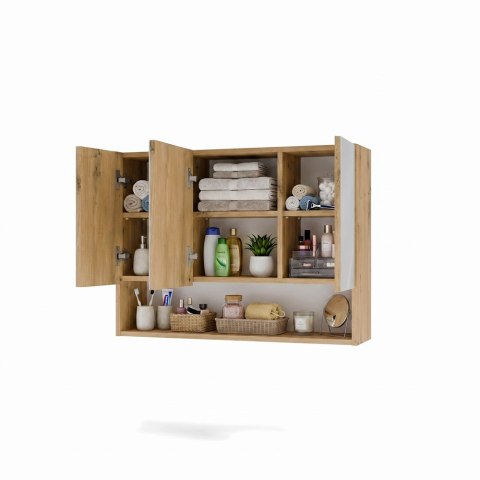 Szafka Łazienkowa Wisząca POLA 3DL/P DĄB ARTISAN 80 Cm 3 Lustra z Półką