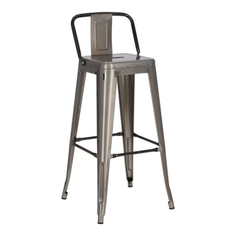 Hoker D2.DESIGN Paris Back 75 cm metalowy srebrny z oparciem, insp. Tolix ( Rozmiar: uniwersalny )
