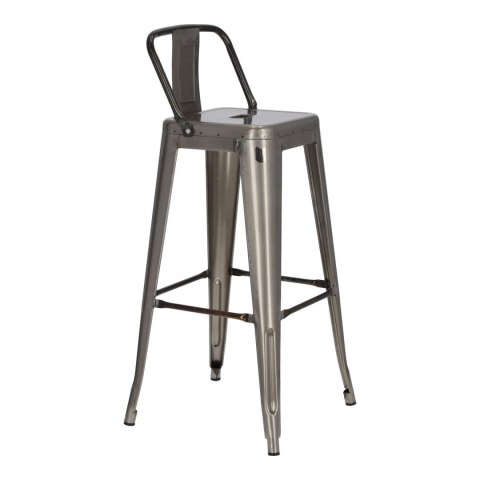 Hoker D2.DESIGN Paris Back 75 cm metalowy srebrny z oparciem, insp. Tolix ( Rozmiar: uniwersalny )