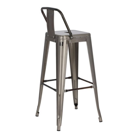 Hoker D2.DESIGN Paris Back 75 cm metalowy srebrny z oparciem, insp. Tolix ( Rozmiar: uniwersalny )