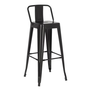 Hoker z oparciem D2.DESIGN Paris Back 75 cm metalowy czarny industrialny ( Rozmiar: uniwersalny )