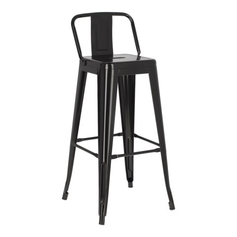 Hoker z oparciem D2.DESIGN Paris Back 75 cm metalowy czarny industrialny ( Rozmiar: uniwersalny )