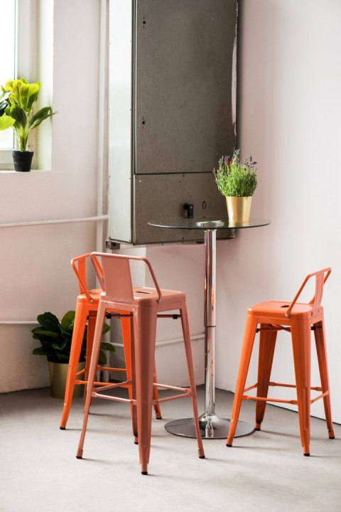 Hoker z oparciem D2.DESIGN Paris Back 75 cm metalowy czarny industrialny ( Rozmiar: uniwersalny )