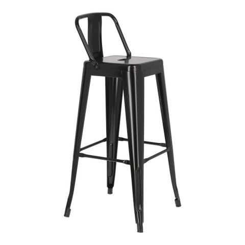 Hoker z oparciem D2.DESIGN Paris Back 75 cm metalowy czarny industrialny ( Rozmiar: uniwersalny )