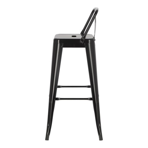 Hoker z oparciem D2.DESIGN Paris Back 75 cm metalowy czarny industrialny ( Rozmiar: uniwersalny )