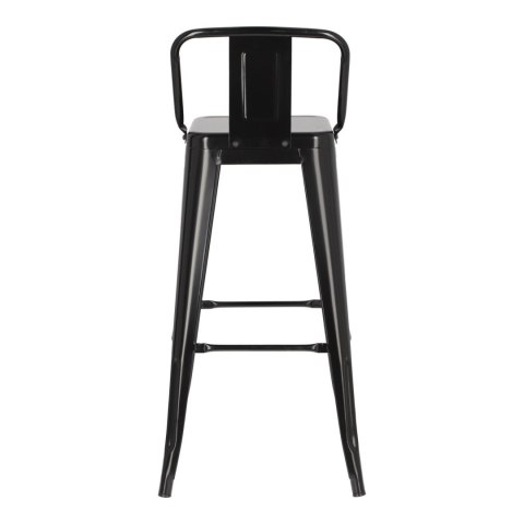 Hoker z oparciem D2.DESIGN Paris Back 75 cm metalowy czarny industrialny ( Rozmiar: uniwersalny )