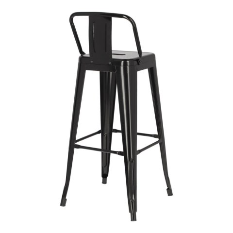 Hoker z oparciem D2.DESIGN Paris Back 75 cm metalowy czarny industrialny ( Rozmiar: uniwersalny )