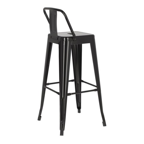 Hoker z oparciem D2.DESIGN Paris Back 75 cm metalowy czarny industrialny ( Rozmiar: uniwersalny )