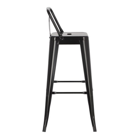 Hoker z oparciem D2.DESIGN Paris Back 75 cm metalowy czarny industrialny ( Rozmiar: uniwersalny )