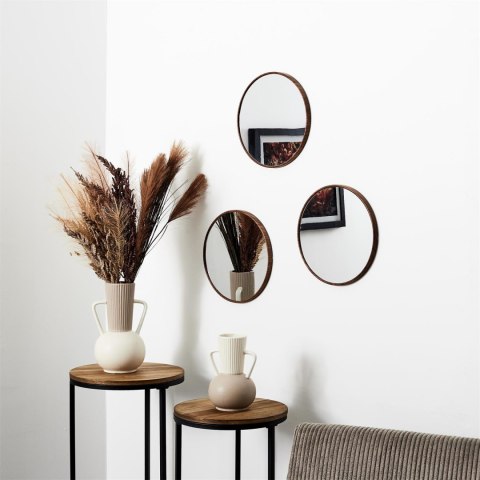 Zestaw 3 luster Toronto, okrągłych, orzech 26cm ( Rozmiar: uniwersalny )