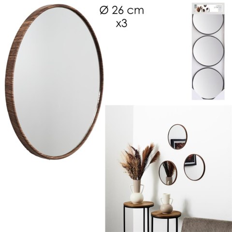 Zestaw 3 luster Toronto, okrągłych, orzech 26cm ( Rozmiar: uniwersalny )
