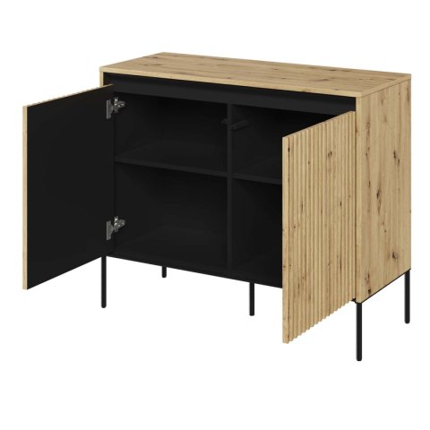 Komoda 2D z oświetleniem dąb artisan/czarny TREND TR02