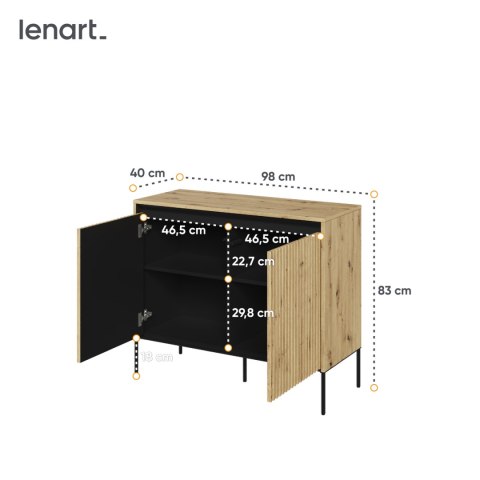 Komoda 2D z oświetleniem dąb artisan/czarny TREND TR02