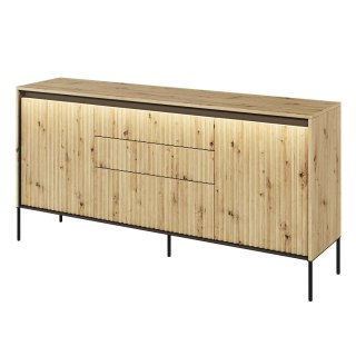 Komoda 2D3S z oświetleniem dąb artisan/czarny TREND TR01