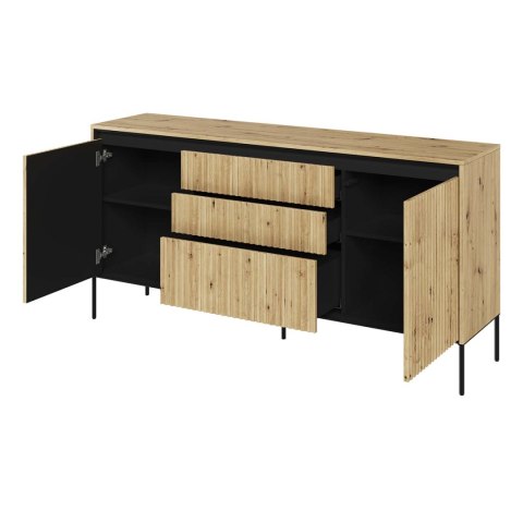 Komoda 2D3S z oświetleniem dąb artisan/czarny TREND TR01