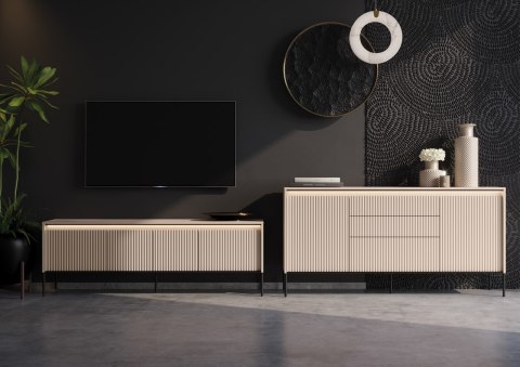 Komoda 2D3S z oświetleniem dąb artisan/czarny TREND TR01