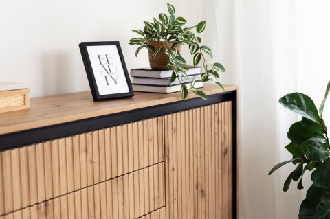 Komoda 2D3S z oświetleniem dąb artisan/czarny TREND TR01