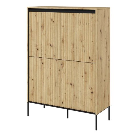 Komoda 4D z oświetleniem dąb artisan/czarny TREND TR03