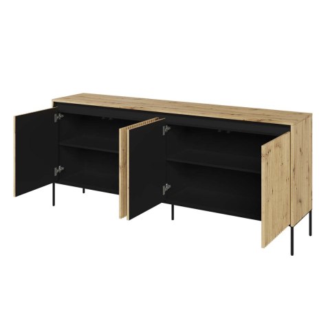 Komoda 4D z oświetleniem dąb artisan/czarny TREND TR04
