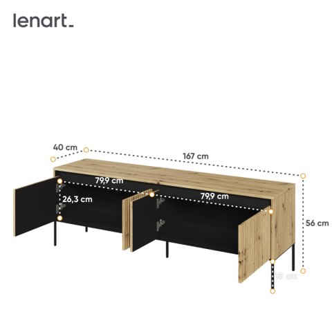 Komoda RTV 166 z oświetleniem dąb artisan/czarny TREND TR05