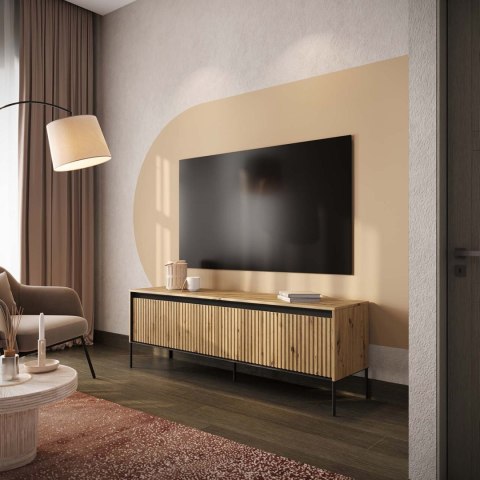Komoda RTV 166 z oświetleniem dąb artisan/czarny TREND TR05