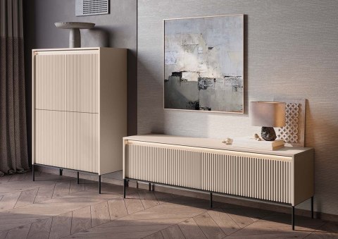 Komoda RTV 166 z oświetleniem dąb artisan/czarny TREND TR05