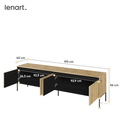 Komoda RTV 192 z oświetleniem dąb artisan/czarny TREND TR06