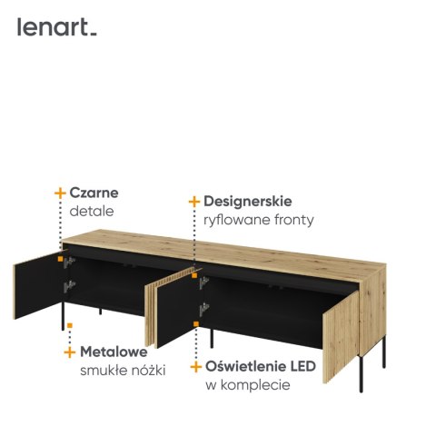 Komoda RTV 192 z oświetleniem dąb artisan/czarny TREND TR06