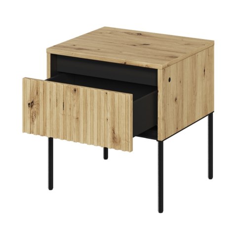 Stolik nocny 1S z oświetleniem dąb artisan/czarny TREND TR10