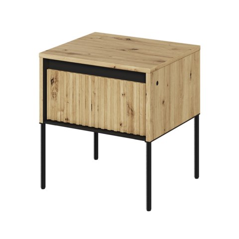 Stolik nocny 1S z oświetleniem dąb artisan/czarny TREND TR10