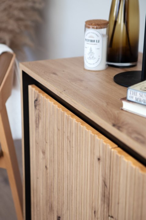 Stolik nocny 1S z oświetleniem dąb artisan/czarny TREND TR10