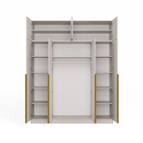 Szafa SENSO 4D Z NADSTAWKĄ Wysoka KASZMIR Drzwi Złote Uchwyty 250x200 Cm