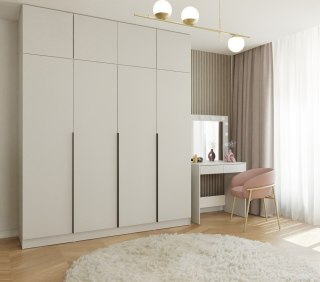 Szafa SENSO 4D z NADSTAWKĄ Wysoka KASZMIR Drzwi Czarne Uchwyty 250x200 Cm