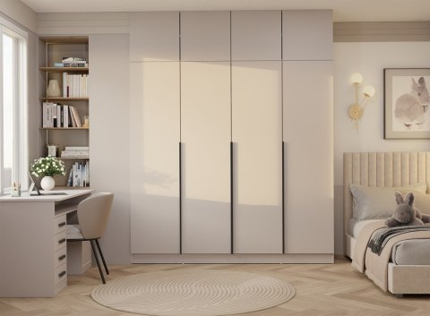 Szafa SENSO 4D z NADSTAWKĄ Wysoka KASZMIR Drzwi Czarne Uchwyty 250x200 Cm