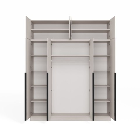 Szafa SENSO 4D z NADSTAWKĄ Wysoka KASZMIR Drzwi Czarne Uchwyty 250x200 Cm