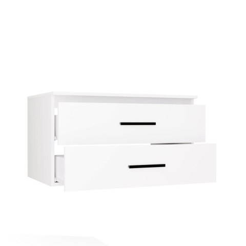 SZAFKA Pod Umywalkę NEL 80 UC BIAŁA Uchwyty Czarne Wisząca 2 Szuflady 80 Cm
