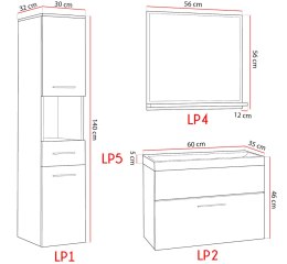 Łazienka TIPO dąb artisan / biały połysk