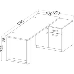 Biurko z komodą MALTIS MT15 dąb artisan