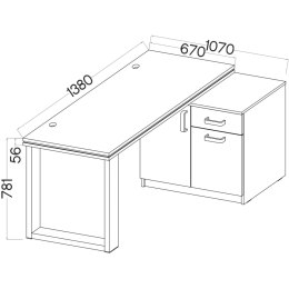 Biurko z komodą MALTIS MT16 dąb artisan