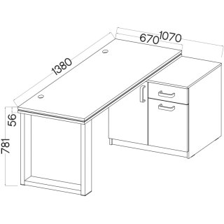 Biurko z komodą MALTIS MT16 dąb artisan