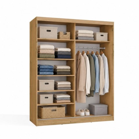SZAFA Przesuwna IGA 160 2 Lustra DĄB ARTISAN BIEL - Nowoczesny Design