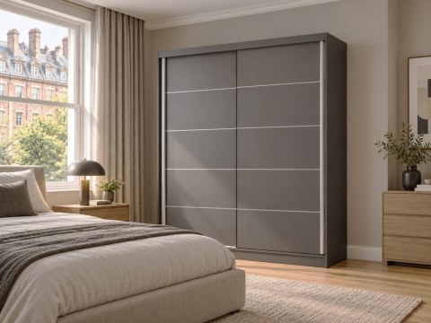 SZAFA Przesuwna IGA 160 Cm Szprosy ANTRACYT Stylowa i Funkcjonalna
