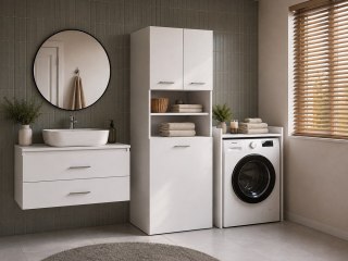 SZAFKA Łazienkowa Słupek POLA 64 BIAŁY Głęboka 64 Cm Szuflada na Kółkach