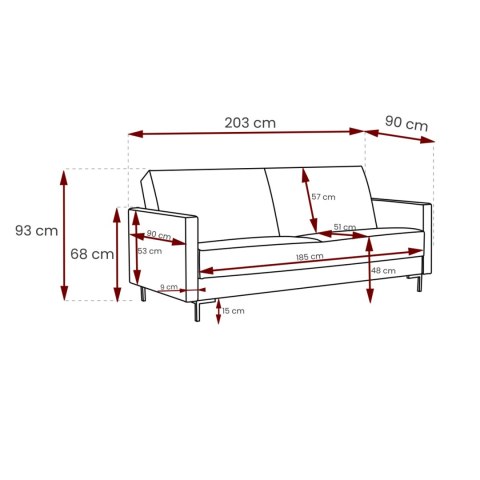 Sofa SELVA B madone 17031 chrom