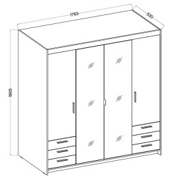 Szafa z lustrem ELENI 4D6S sonoma