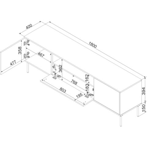 Komoda RTV TIFFANY 180 zieleń mat