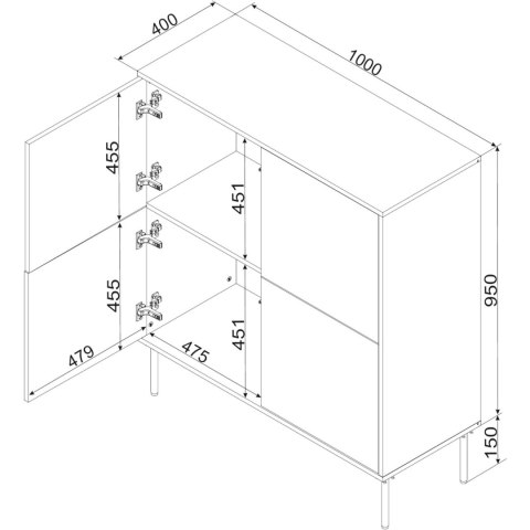 Komoda TIFFANY 4D beż mat