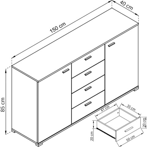 Komoda SIM 150 dąb sonoma